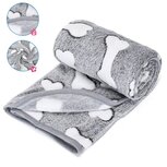 Nobleza Hondendeken - Fleece - Lichtgrijs met print - Maat L - 100x120 cm Nobleza Hondendeken - Fleece - Lichtgrijs met print - Maat L - 100x120 cm