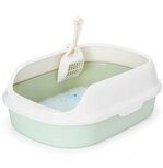 Nobleza Kattenbak met schepje - Open - Maat L - 55x39x19 cm - Groen Nobleza Kattenbak met schepje - Open - Maat L - 55x39x19 cm - Groen