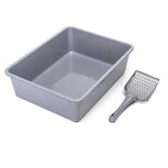 Nobleza Open kattenbak met schepje - Grijs - 43x32,5x12 cm Nobleza Open kattenbak met schepje - Grijs - 43x32,5x12 cm