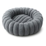 Pecco Ronde mand voor hondje en kat - 50 cm - Grijs rib Pecco Ronde mand voor hondje en kat - 50 cm - Grijs rib