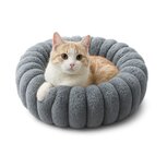 Pecco Ronde mand voor hond en kat - 40 cm - Grijs rib Pecco Ronde mand voor hond en kat - 40 cm - Grijs rib
