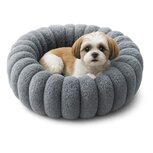 Pecco Ronde mand voor hondje en kat - 50 cm - Grijs rib Pecco Ronde mand voor hondje en kat - 50 cm - Grijs rib