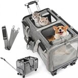 Pecco Reisbench met trolley voor hond en kat - Grijs