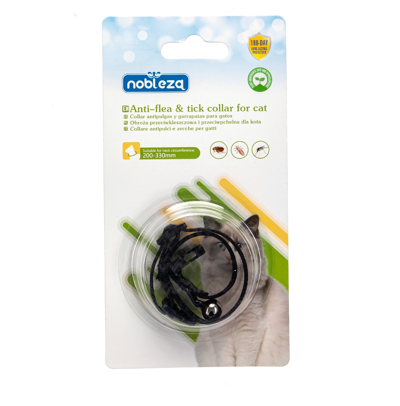 Vlooien halsband kat M Zwart