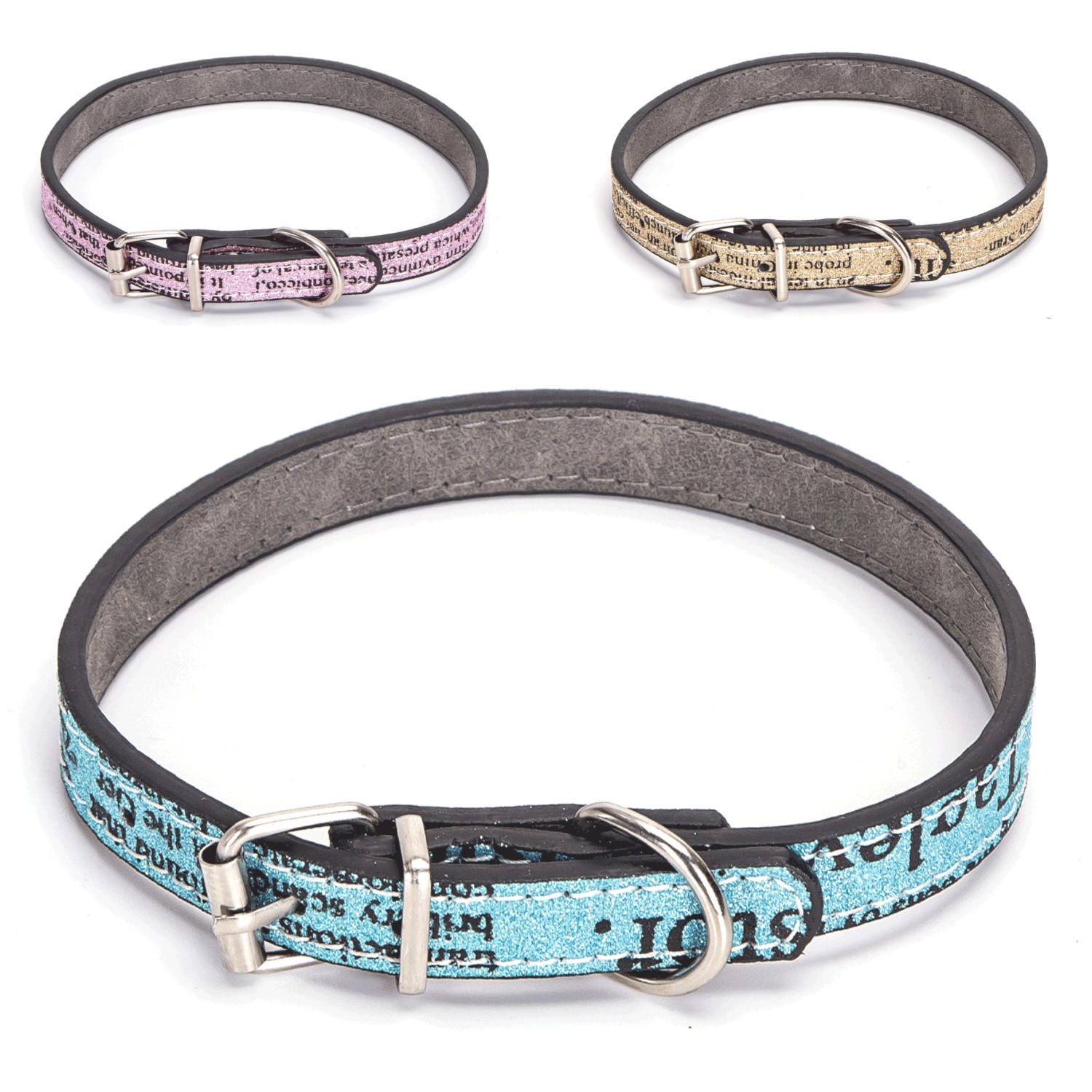 Nobleza Hondenhalsband - Lederlook - Glitters - 38 cm