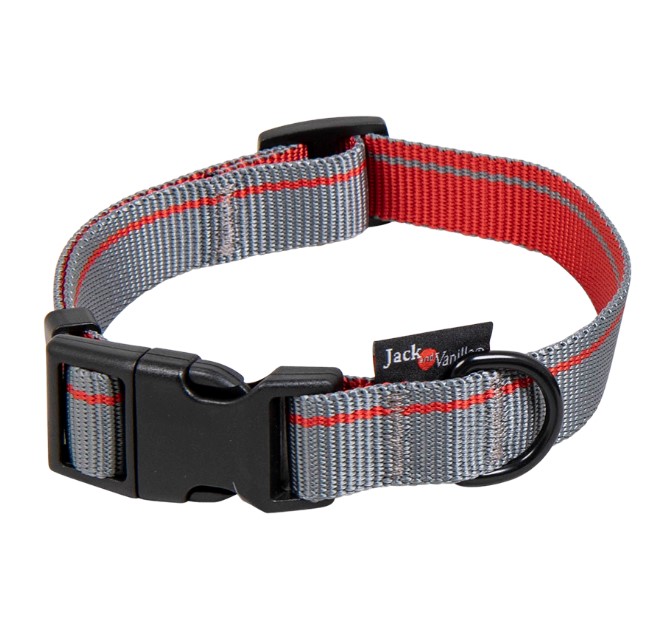 Jack and Vanilla Halsband voor honden - Hondenhalsband - Stripe - Grijs - L - 31 t/m 47 cm