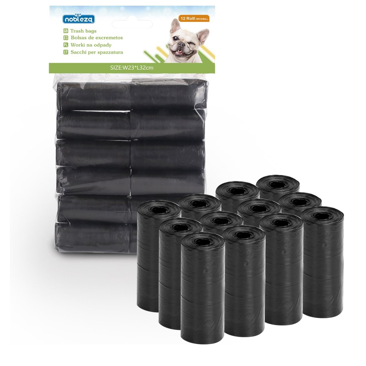 Nobleza Hondenpoepzakjes - 12 Rollen - 180 Poepzakjes - Zwart