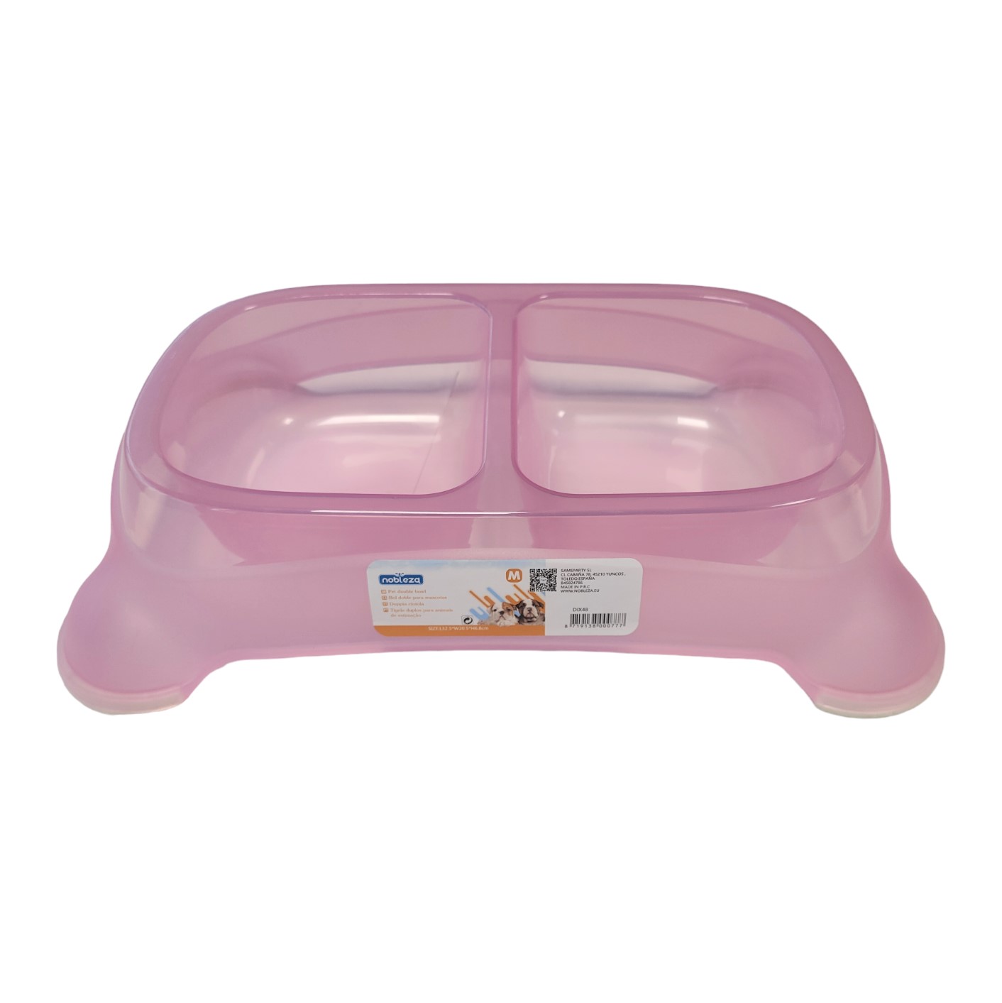 Nobleza Voerbak dubbel kunststof - anti slip - Roze - M