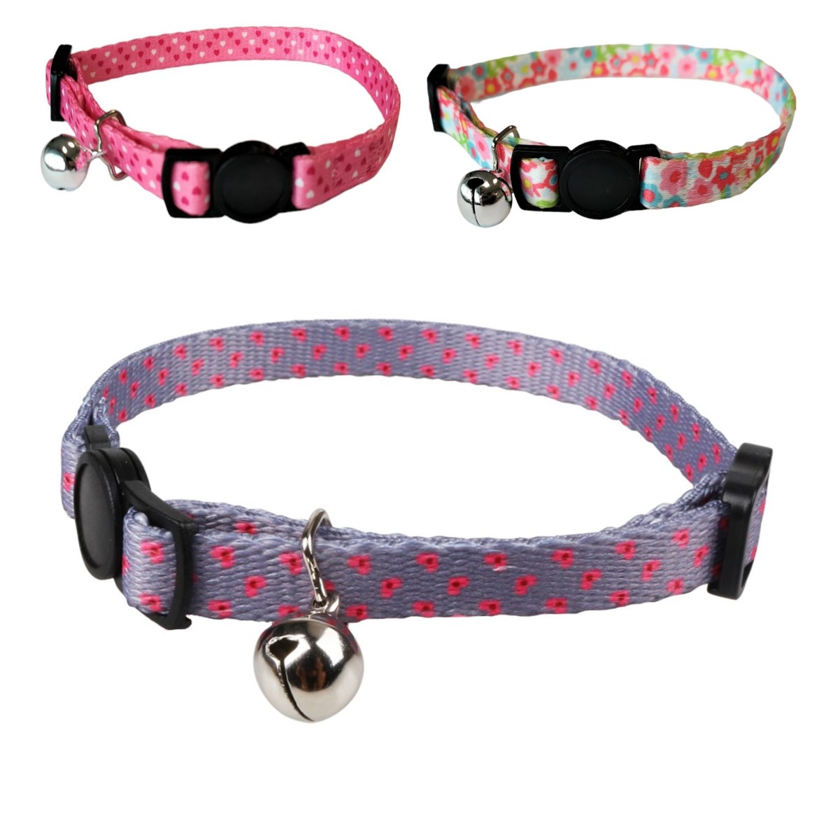 Nobleza Kattenhalsbandje met belletje - Roze / paars - Veiligheidssluiting