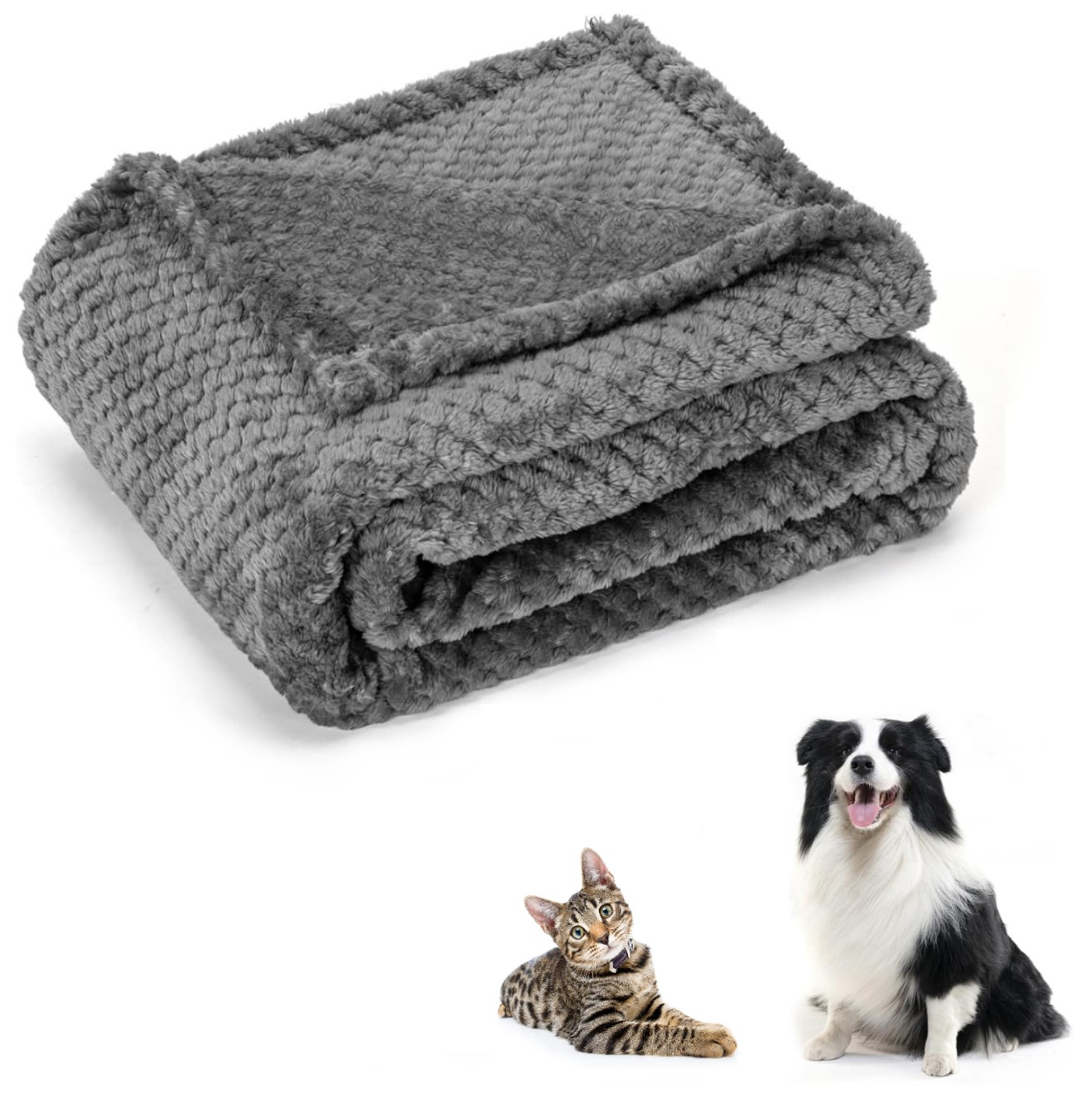 Nobleza Dekentje voor hond en kat - Pluche - Grijs - Maat S - 80x80 cm