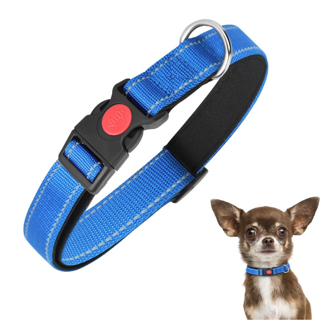 Nobleza Hondenhalsband met kliksluiting - Blauw - Reflecterend - 30 cm