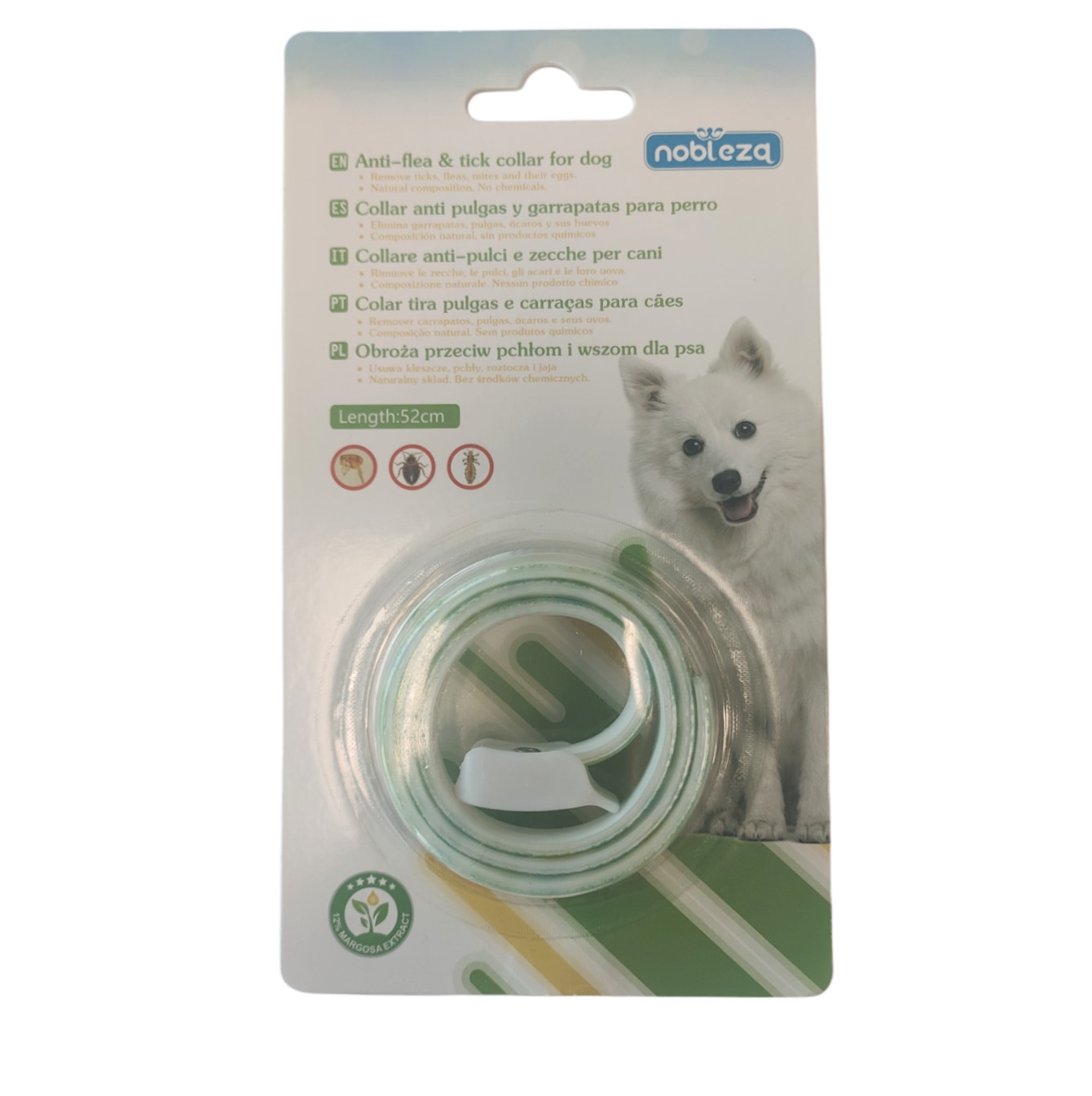 Nobleza Honden vlooienband - Natuurlijk - Werking 4-6 weken - 52 cm — afbeelding 1