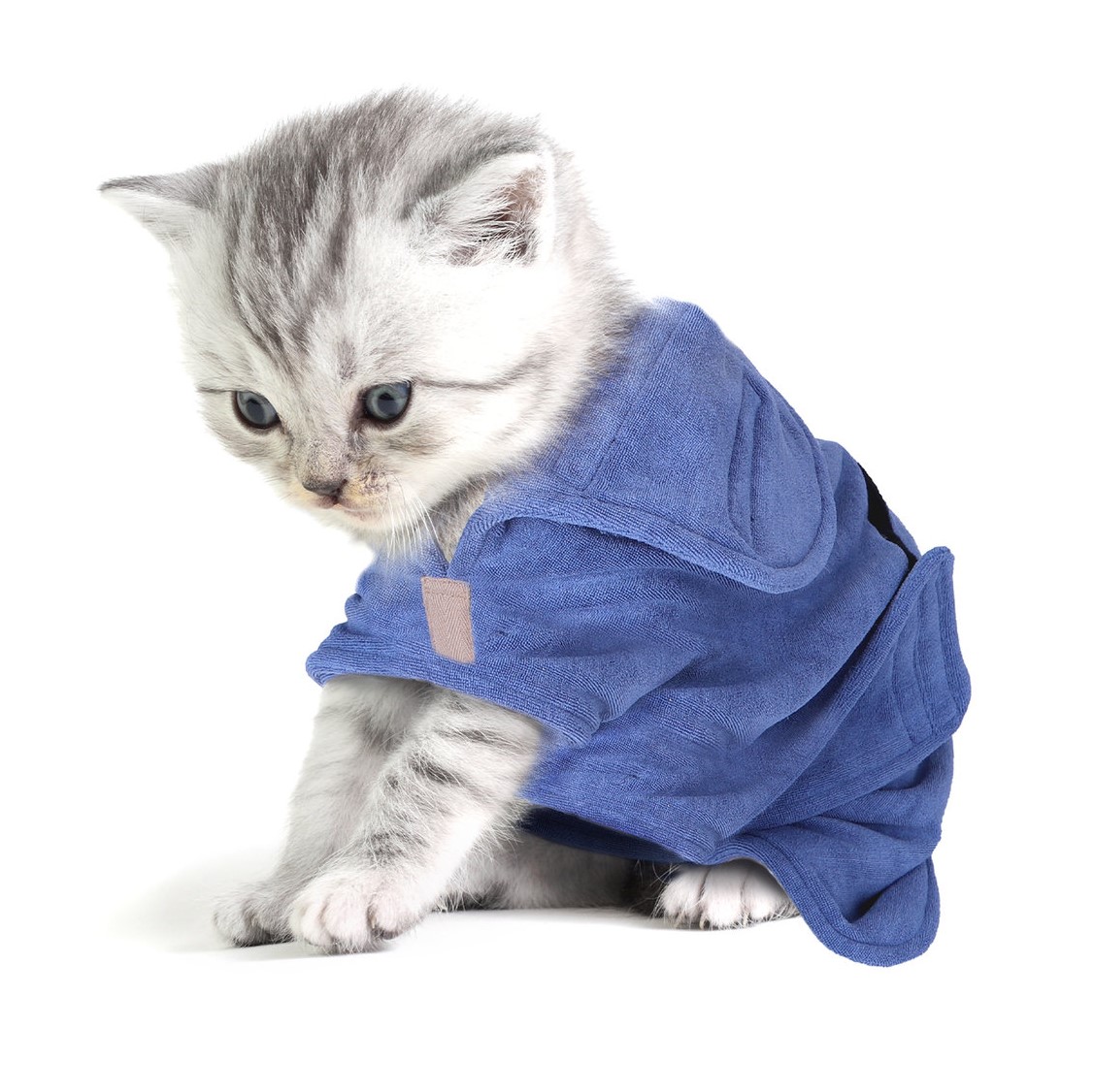 Nobleza Badjas voor hond en kat - Microvezel - Maat XS - 30 cm - Blauw