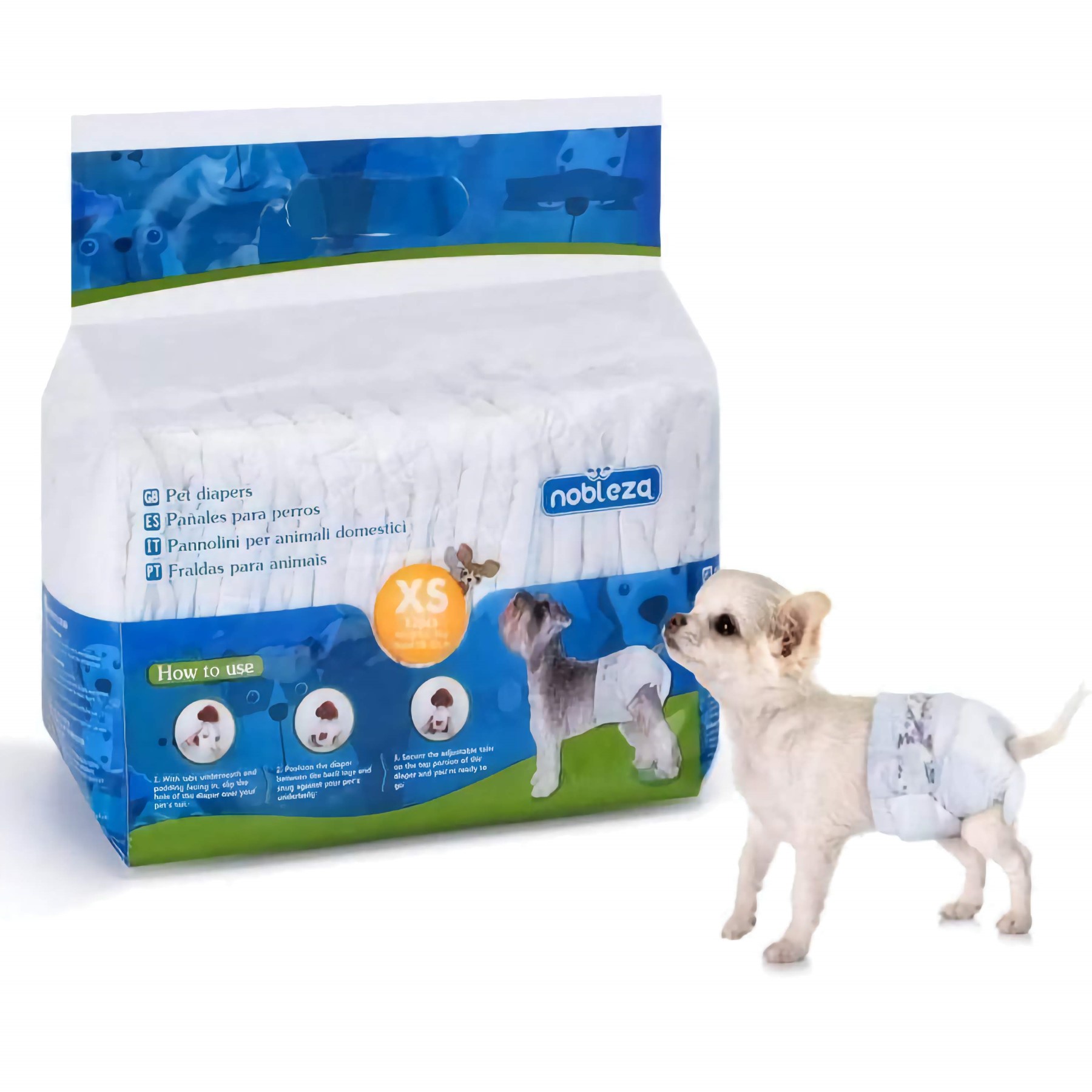 Nobleza Luiers voor hond en kat - Maat XS - 12 Stuks