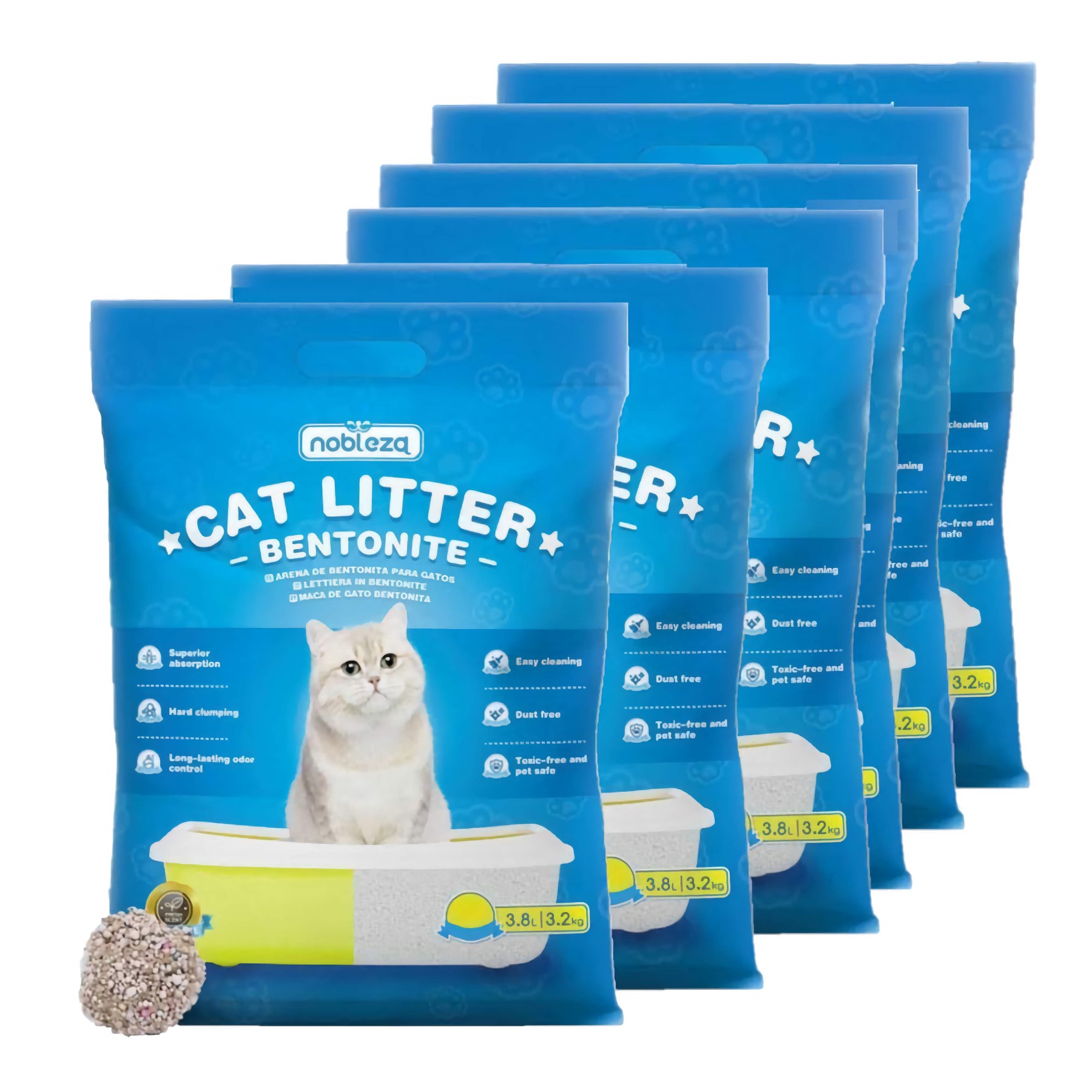 Nobleza kattenbakvulling - Bentoniet - Naturel - 6 x 3,8 L