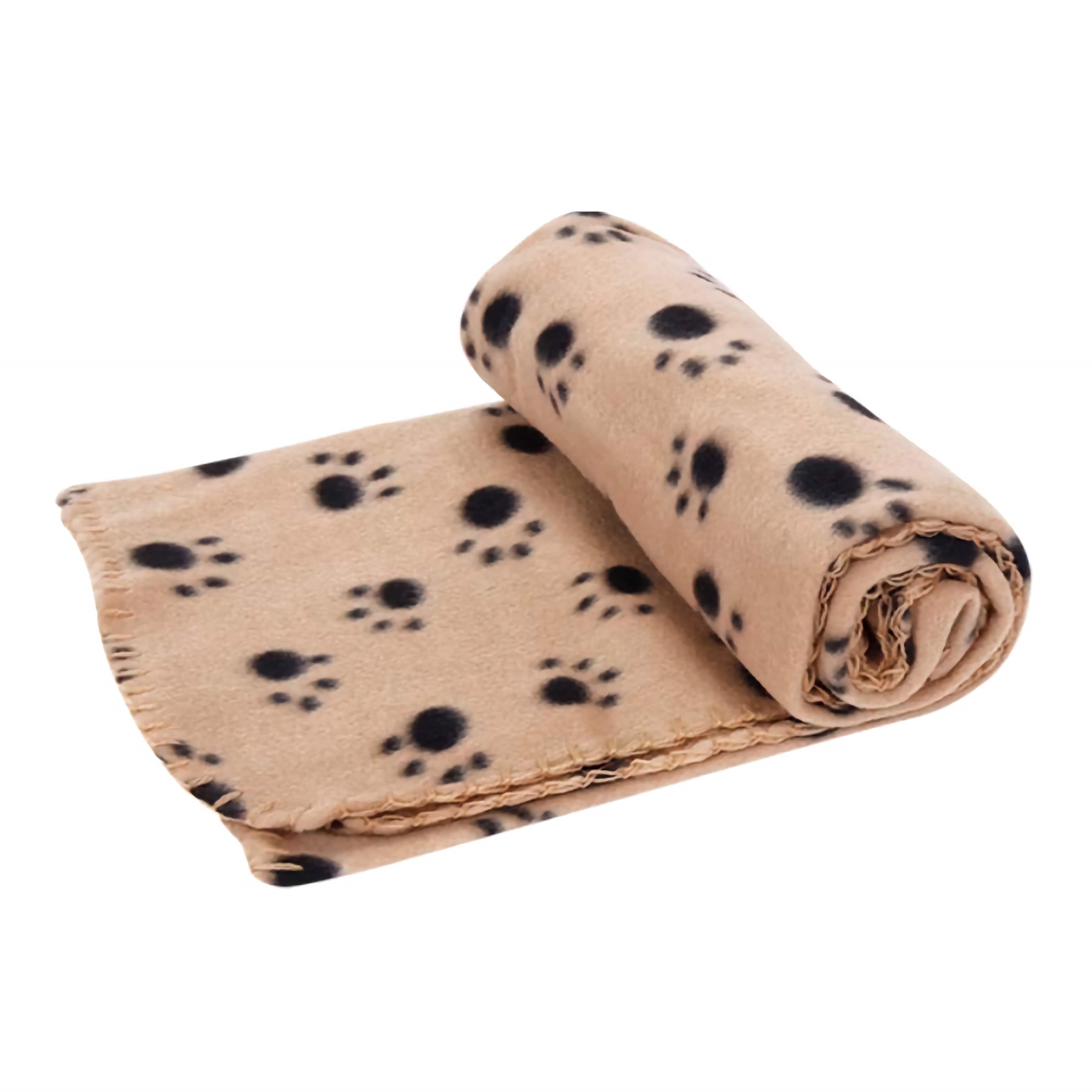 Nobleza Huisdierdeken - Fleece - Beige met pootafdruk - Maat L - 100x160 cm