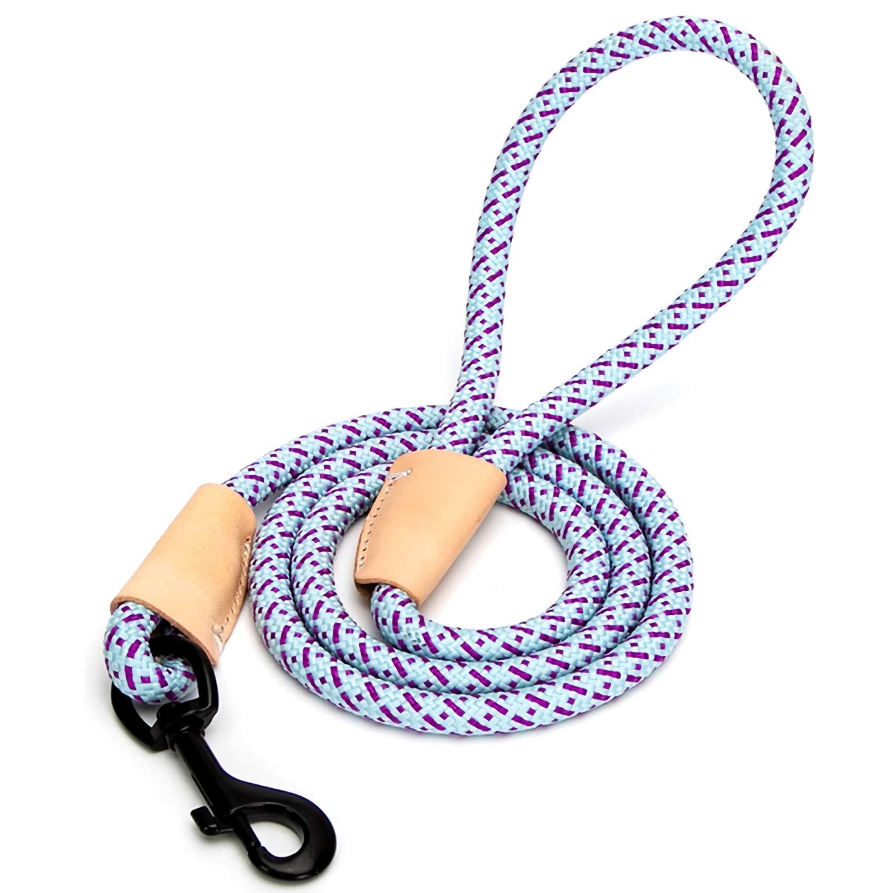 Nobleza Hondenriem - Rond - Polyester met leer - Lichtblauw / paars - Lengte 130 cm