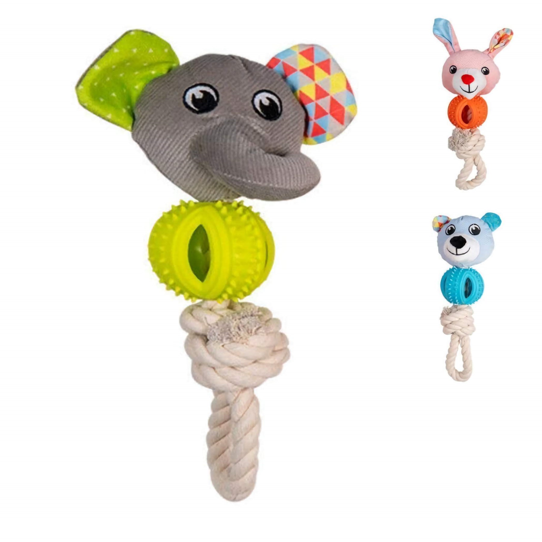 Jack & Vanilla Puppyspeelgoed - Knuffel met touw en bijtspeeltje