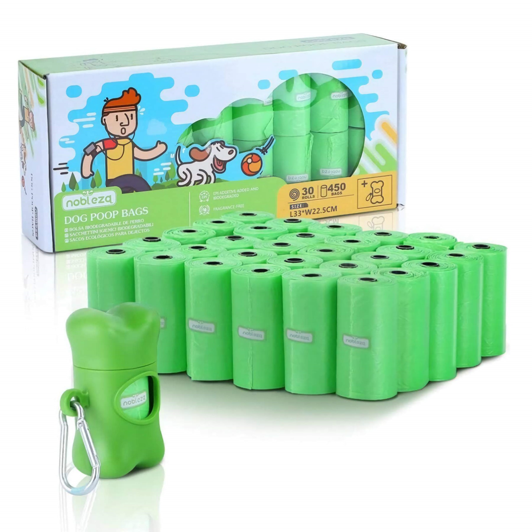 Nobleza Hondenpoepzakjes biologisch afbreekbaar - 30 Rollen met dispenser