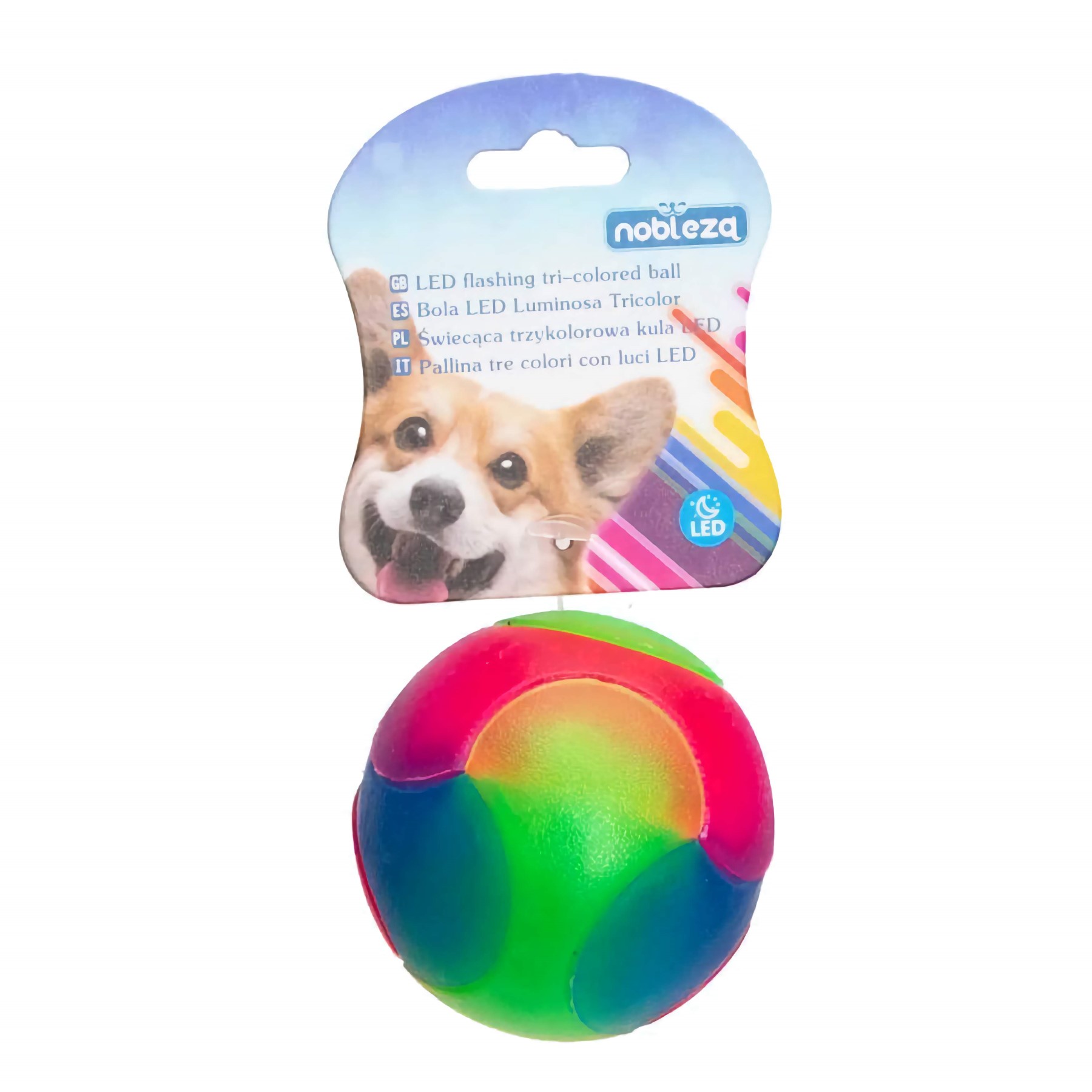Nobleza Hondenspeelgoed - Bal met licht - 6,5 cm